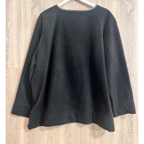 White Stag Womens Pullover 22/24W Christmas Embroidered Sequin Fleece Sweater - Picture 4 of 5